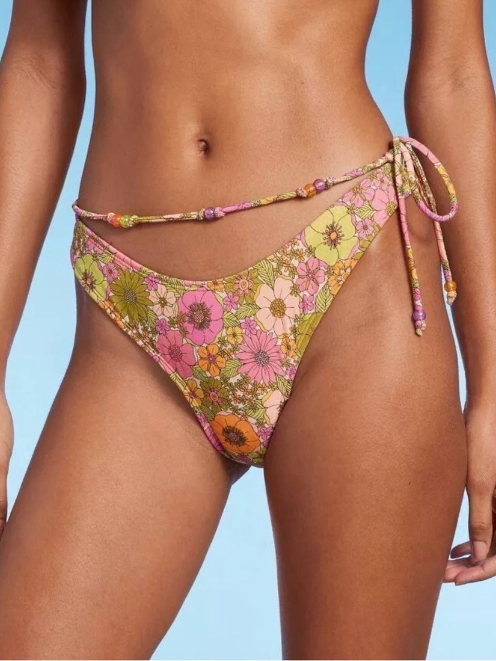 wild fable Pink Floral Tie-Side Bikini Bottoms
